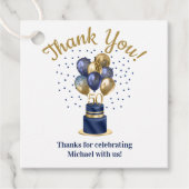 50e verjaardag Navy Blue Balloon Cake Bedankt Bedankjes Labels (Voorkant)