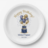 50e verjaardag Navy Blue Balloon Cake Papieren Bordje (Voorkant)