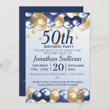 50e verjaardag Navy Gold Balloons Party