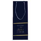 50e verjaardag Navy Gold Elegant stijlvol feest Wijn Cadeautas (Achterkant)