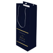 50e verjaardag Navy Gold Elegant stijlvol feest Wijn Cadeautas (Voorkant Gekanteld)