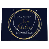 50e verjaardag Navy Gold gepersonaliseerde feestgu Groot Cadeauzakje (Voorkant)