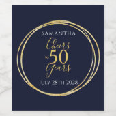50e verjaardag Navy Gold Proost op 50 jaar feest Wijn Etiket (Enkel label)
