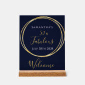 50e verjaardag Navy Gold Verjaardagsfeestje Welkom Acryl Bord (Voorkant)