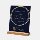 50e verjaardag Navy Gold Verjaardagsfeestje Welkom Acryl Bord (Hoek)