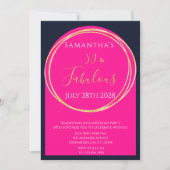 50e verjaardag Navy Hot Roze Verjaardag Kaart (Voorkant)