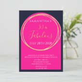 50e verjaardag Navy Hot Roze Verjaardag Kaart (Staand voorkant)