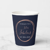 50e verjaardag Navy Roos Gold gepersonaliseerd fee Papieren Bekers (Achterkant)