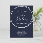 50e verjaardag Navy Silver Birthday Kaart (Staand voorkant)