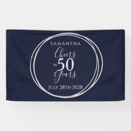 50e verjaardag Navy Silver Proost op 50 jaar feest Spandoek