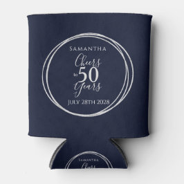 50e verjaardag Navy Silver Proost tot 50 jaar Blikjeskoeler