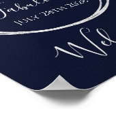 50e verjaardag Navy Silver Verjaardag Welkomstbord Poster (Hoek)