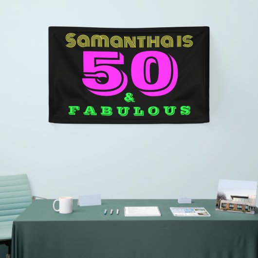 50e verjaardag Neon 50 en Fabulous Birthday Party Spandoek (Beurs)