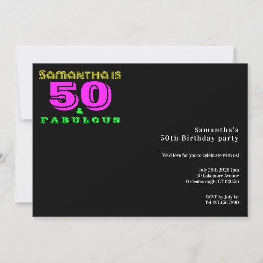 50e verjaardag Neon 50 en verbazingwekkend Kaart (Achterkant)