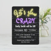 50e verjaardag Neon Glow Sign Kaart (Staand voorkant)