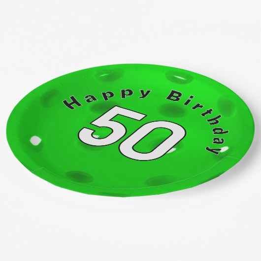 50e verjaardag Neon Green Pickleball Papieren Bordje (Gekanteld)