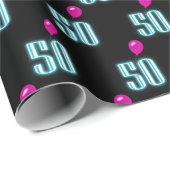 50e verjaardag Neon met ballon Cadeaupapier (Rol Hoek)