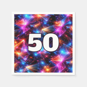 50e verjaardag Neon Polygoon Abstract Servet
