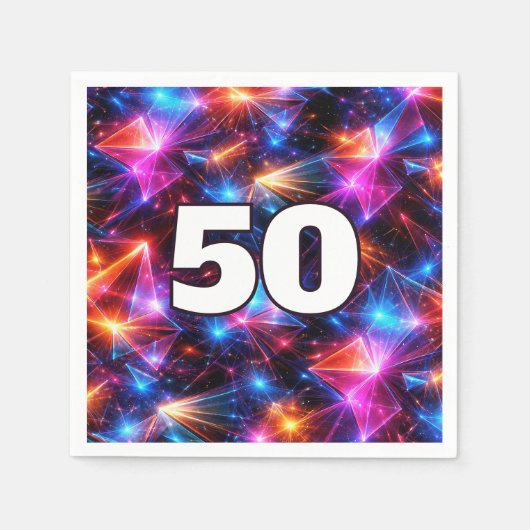 50e verjaardag Neon Polygoon Abstract Servet (Voorkant)