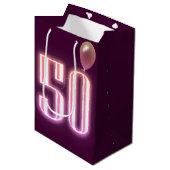 50e verjaardag Neon Sign. en ballon Medium Cadeauzakje (Voorkant Gekanteld)