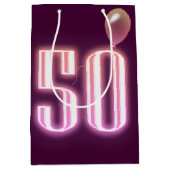50e verjaardag Neon Sign. en ballon Medium Cadeauzakje (Voorkant)