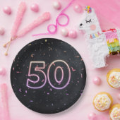 50e verjaardag Neon Sign On Black Paper Bord (Feest)
