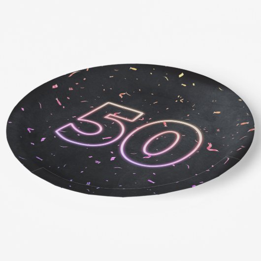 50e verjaardag Neon Sign On Black Paper Bord (Gekanteld)
