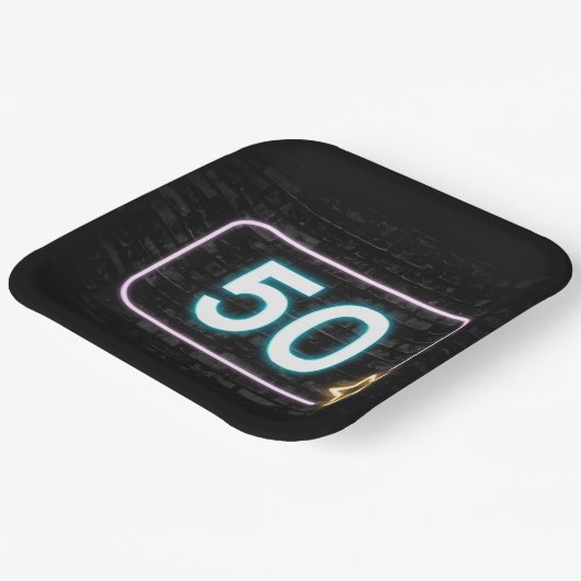 50e verjaardag Neon Sign On Brick Papieren Bordje (Gebogen)