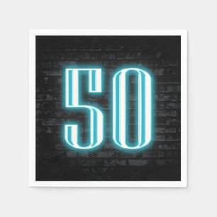 50e verjaardag Neon Sign on Brick Wall Servet