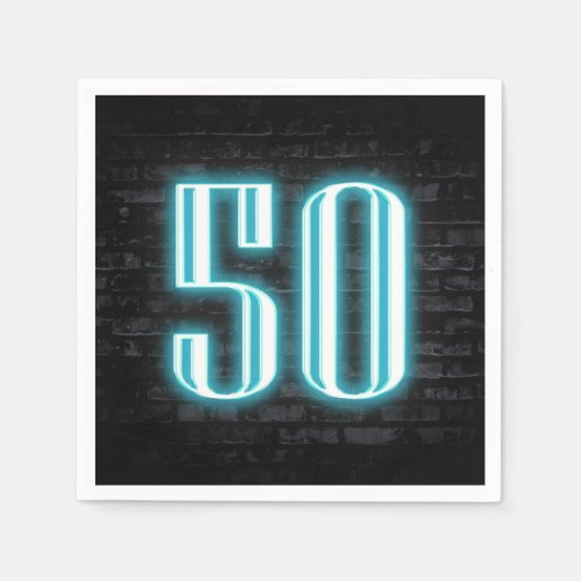 50e verjaardag Neon Sign on Brick Wall Servet (Voorkant)