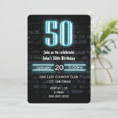 50e verjaardag Neon Sign op Brick Kaart (Staand voorkant)