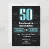 50e verjaardag Neon Sign op Brick Kaart (Voorkant)