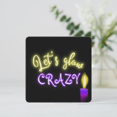 50e verjaardag Neon Sign. with Candle Kaart (Staand voorkant)