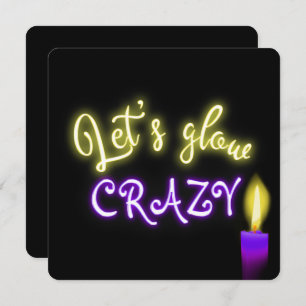 50e verjaardag Neon Sign. with Candle Kaart