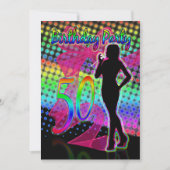 50e verjaardag Neon Vrouw Birthday Kaart (Voorkant)