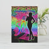 50e verjaardag Neon Vrouw Birthday Kaart (Staand voorkant)
