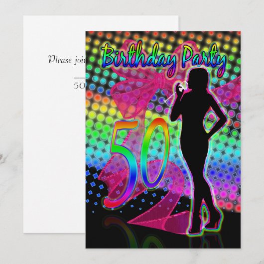 50e verjaardag Neon Vrouw Birthday Kaart (Voorkant / Achterkant)