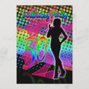 50e verjaardag Neon Vrouw Birthday Kaart