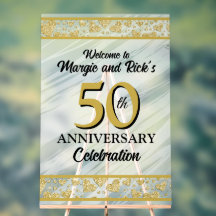 50e verjaardag neps golf glitters welkomstbord