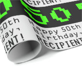 50e verjaardag - Nerdy / Geeky Style "50" en naam Cadeaupapier (Rol Hoek)