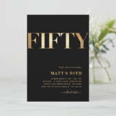50e verjaardag nodigt zwart en goud uit kaart (Staand voorkant)