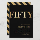 50e verjaardag nodigt zwart en goud uit kaart (Voorkant / Achterkant)