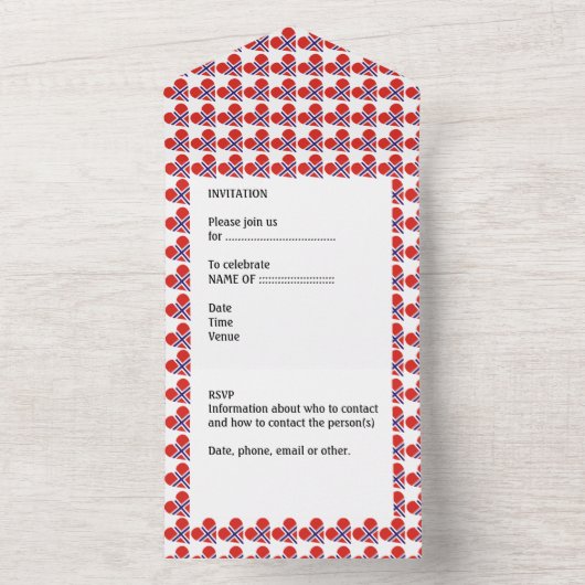 50e verjaardag Noorse hartvlag blauw All In One Uitnodiging (Binnen)