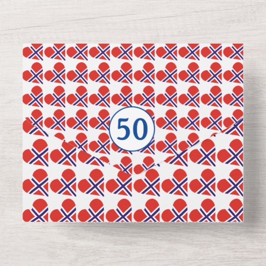 50e verjaardag Noorse hartvlag blauw All In One Uitnodiging (Achterkant)