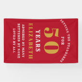 50e verjaardag Normen Red Gold Voeg Jouw naam toe Spandoek (Horizontaal)