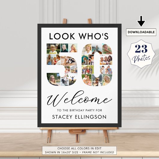 50e verjaardag nummer 50 23 foto's kijk wie 50 is poster