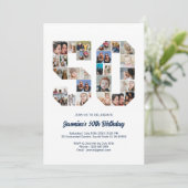 50e verjaardag nummer 50 Aangepaste foto-Collage Kaart (Staand voorkant)