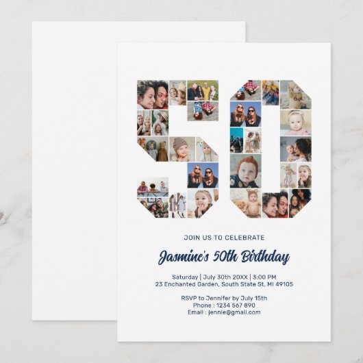 50e verjaardag nummer 50 Aangepaste foto-Collage Kaart (Voorkant / Achterkant)