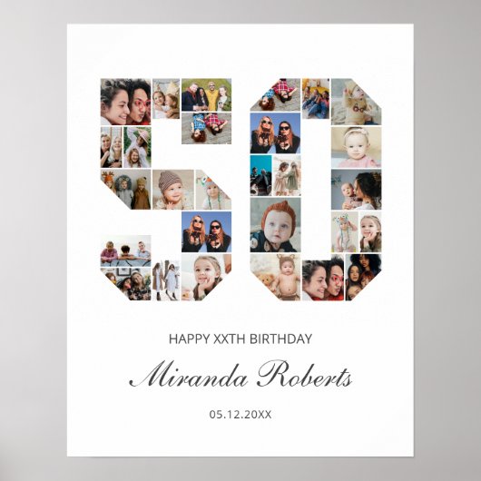 50e verjaardag nummer 50 Aangepaste foto-Collage Poster (Voorkant)