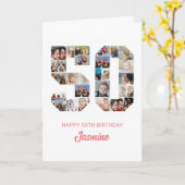 50e verjaardag Nummer 50 Foto collage gepersonalis Kaart (Gele Bloem)